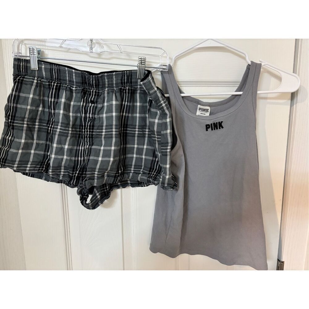 PINK Grey Pajama Set Size M